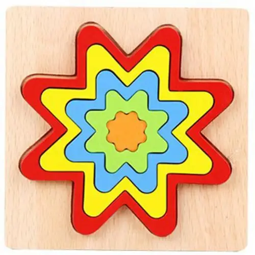 8 Side Flower Деревянная радуга цвет Геометрическая настольная игра-головоломка форма познания обучающая игрушка - Цвет: 8 Side Flower