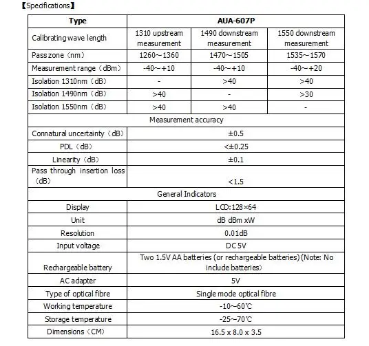 AUA-607P ручной PON волоконно-оптический измеритель мощности с SC UPC коннектором pon измеритель мощности тестер с 1310nm, 1490nm, 1550nm длиной волны
