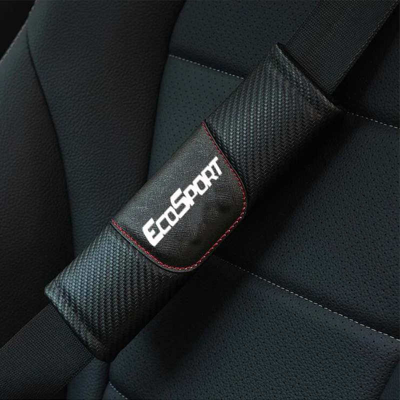 Для Ford Ecosport 2 шт. карбоновая кожа Накладка для ремня безопасности автомобиля Авто Ремень безопасности Наплечная накладка автомобиля Стайлинг автомобиля аксессуары