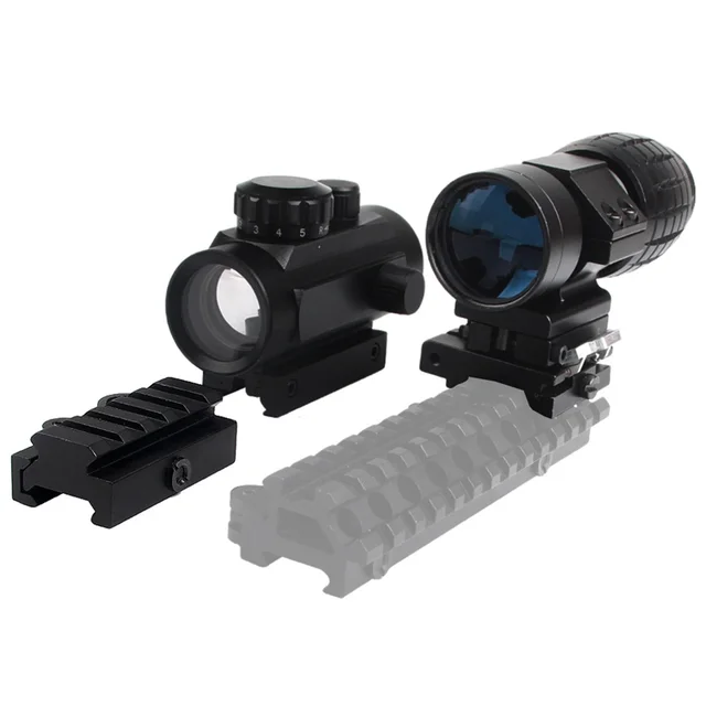 3X lupa alcance compacto Tactical Sight Flip con holográfico 1x40 rojo verde Dot Sight Airsoft con Riser 20mm Mount Rail - Imagen 5