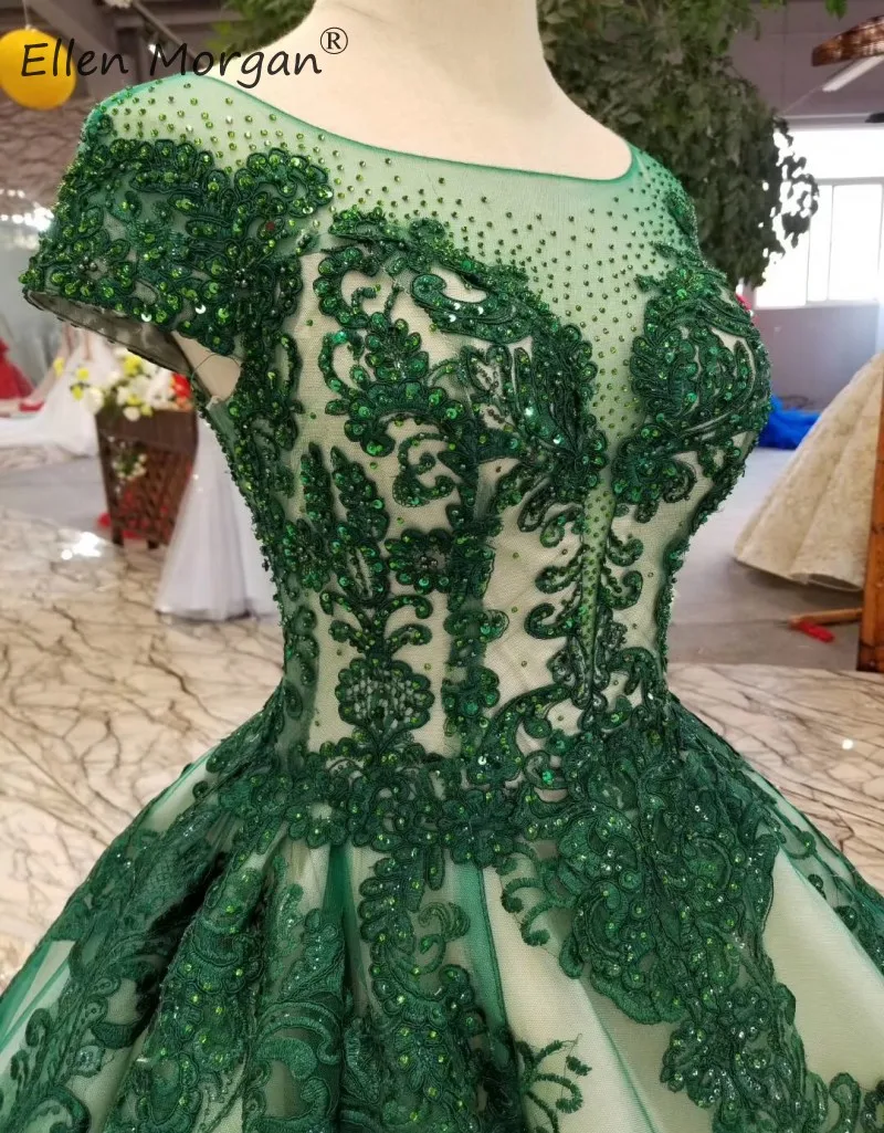 Vestidos De Novia темно-зеленое свадебное платье кружевное элегантное платье с вырезом "лодочка" Бисер Тюль вечерние бальные платья для женщин