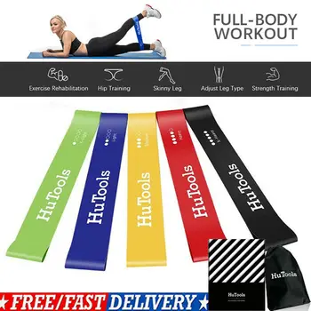 

5 Pack Yoga Exercise Tension Band Belt Rubber Stretch Elastic FitnessTraining