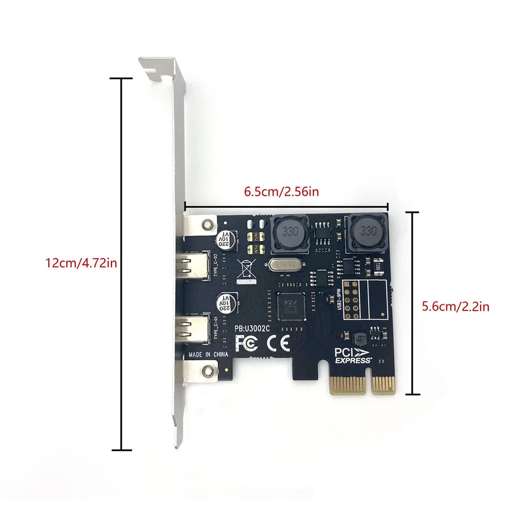 Pci-e 2 portas usb3.0 tipo-c cartão de