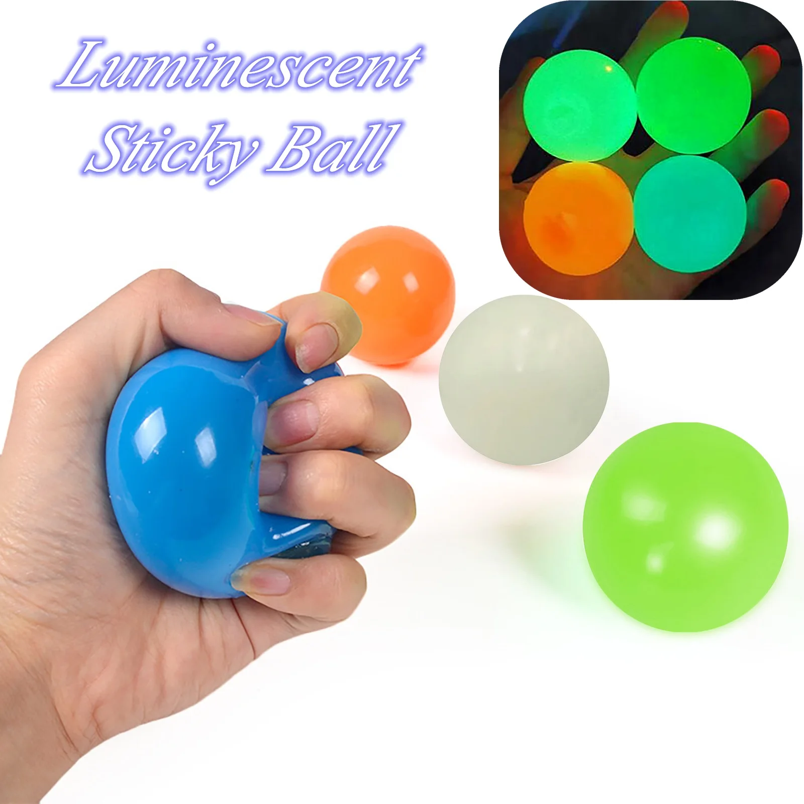 4pcs Luminescent Stiky Balls Glowing Globes Autism Sensory Fidget Toy