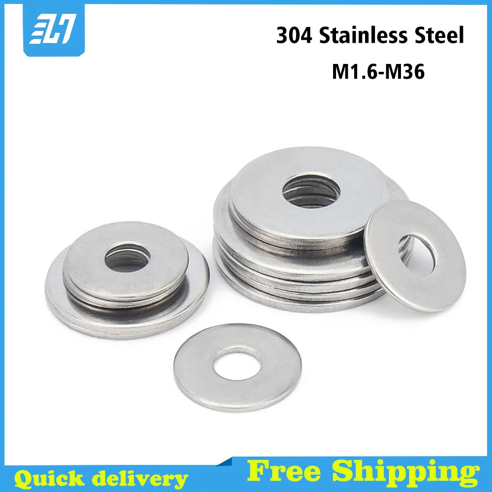 Washer Large Size Big Wider Plain Flat Washer Gasket 304 Stainless Steel M1.6 M2 M2.5 M3 M4 M5 M6 M8 M10 M16 M20 M27 M30 M36