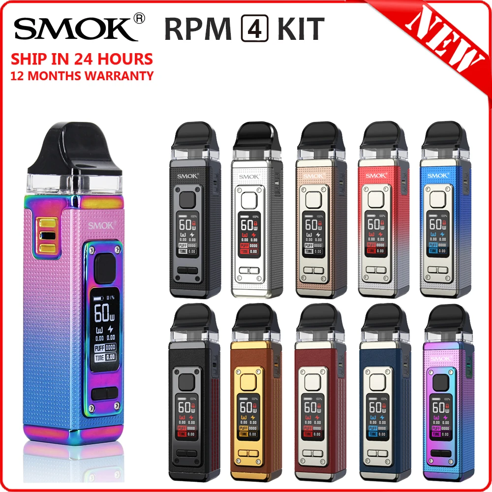 Оригинальный SMOK RPM 4 Pod Комплект картриджа 60 Вт с аккумулятором 1650 мАч LP 2 катушки VS