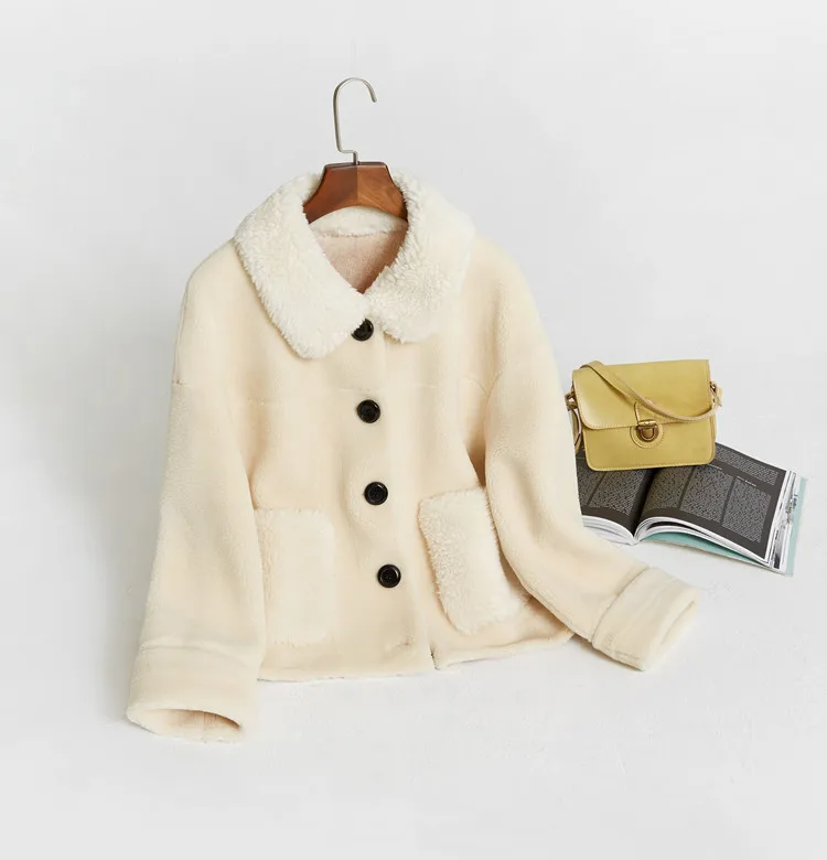 Большие размеры, короткое пальто из натурального меха для женщин 2019, новинка зимы, Soid Sheep, 100%, шерстяная куртка, офисные женские двухслойные