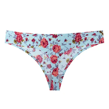 

Women Sexy Flowers Lingerie Print Low-waist Panties Thong Seamless Breathable Underwear Female G-String Fashion Soft Thongs