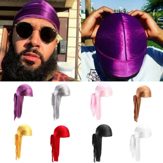 Compre Unissex masculino feminino bandana durag headwear macio seda pirata  boné envoltório chapéus