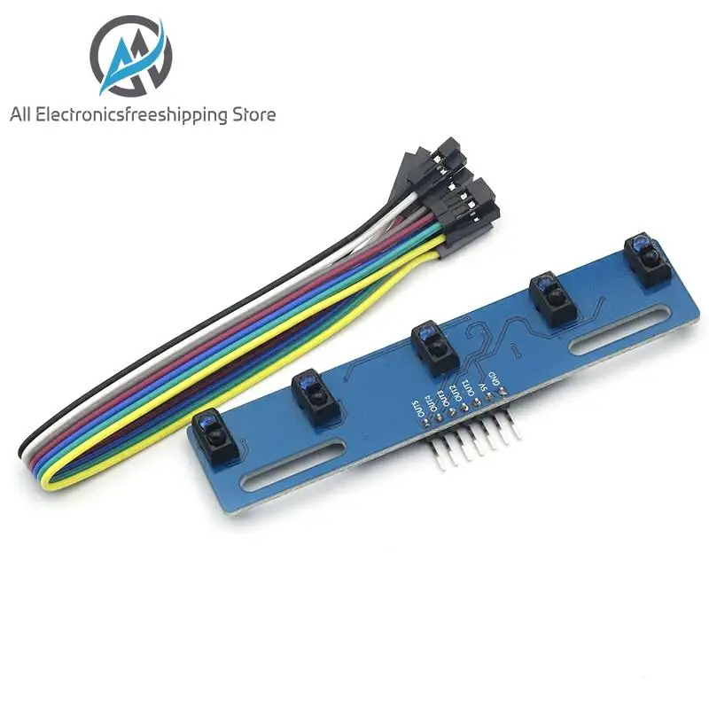 MH-ET LIVE 5 channel Infrared Reflective Sensor TCRT5000 KIT 5 way/road IR Photoelectric Switch Barrier Line Track Module ► Photo 1/6