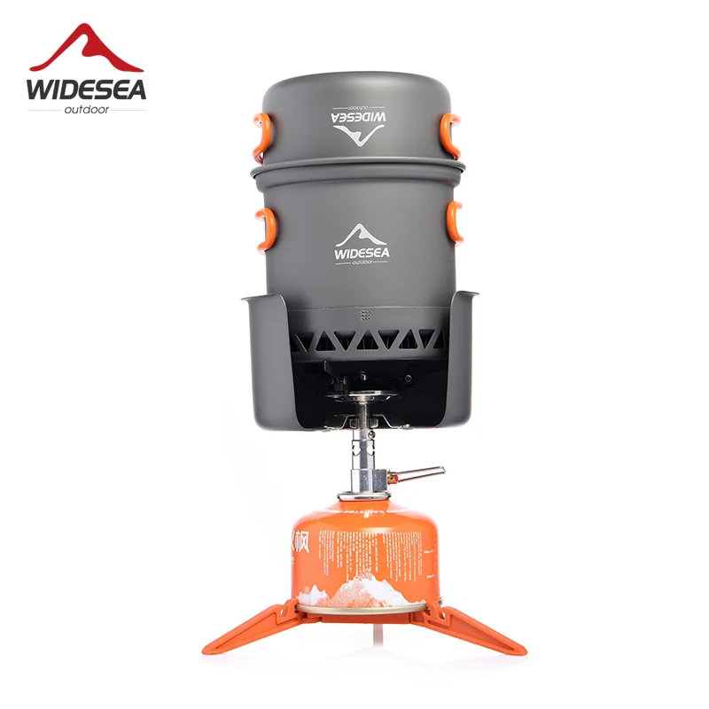Widesea camping cooking set backpack gas burner outdoor cookware stove camping kitchen equipment tourist cooker hiking fishing