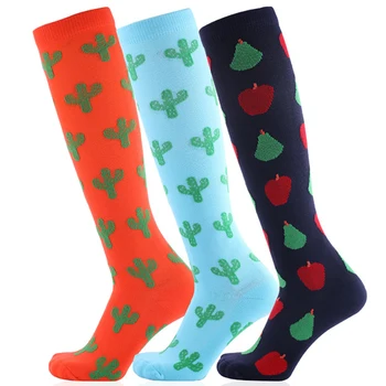 

1 Pair Men Women Long Thigh High Compression Socks Sweat Elastic Nursing Calf Socks Stretch Print Funny Socks High Quality New