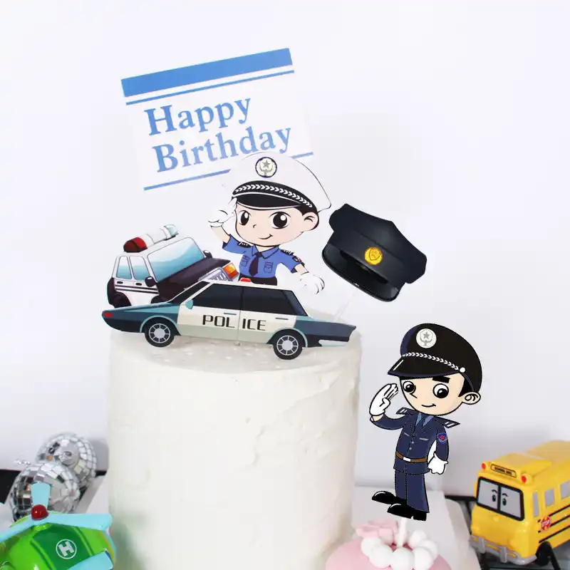 Cakelove Decoration De Gateau En Papier Pour Theme De Reve De Petite Police Anniversaire Decoration De Gateau De Dessin Anime Fournitures De Fete Pour Enfants 6 Pieces Aliexpress