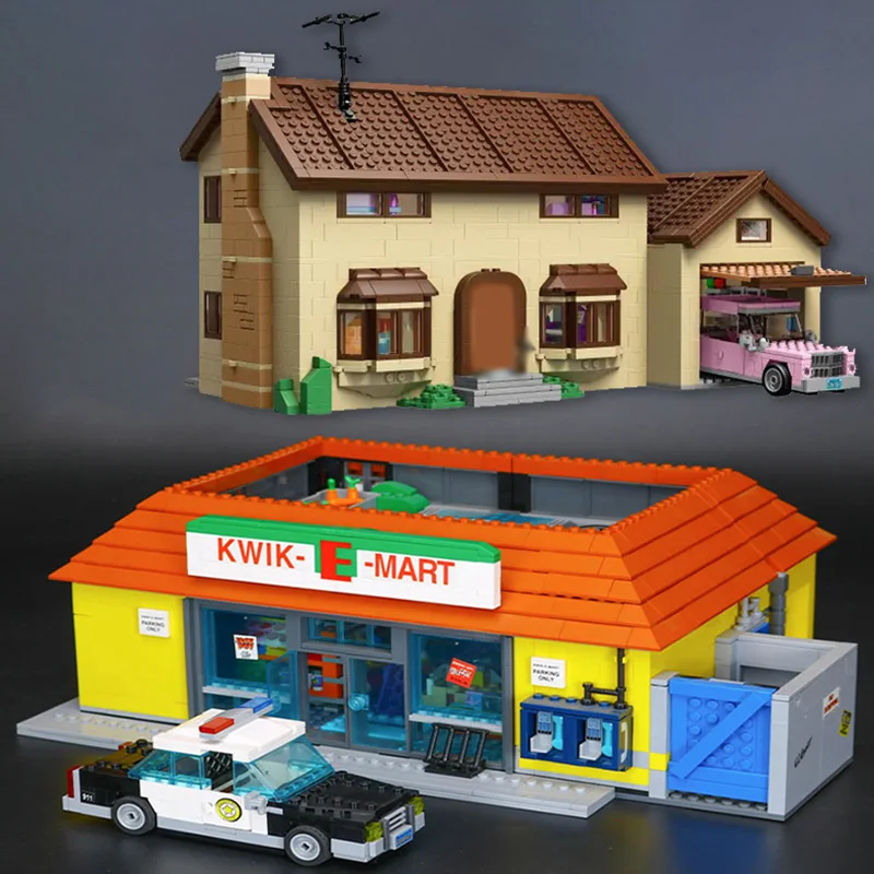 С мини-фигурками дом супермаркета и Kwik E Mart строительные блоки кирпичи магазин