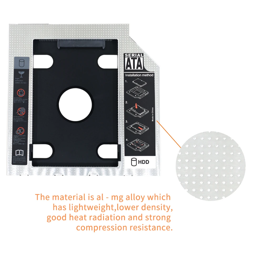 HDD Caddy Aluminum SATA 3.0 2.5" SSD CD DVD to HDD Enclosure