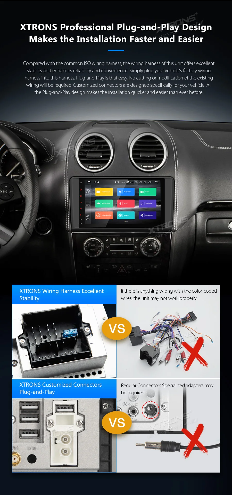 XTRONS 9'' Android 9.0 Car Stereo Player Radio GPS for Mercedes Benz ML Class W164 ML300 ML350 ML450 ML500 2005-2011 X164 NO DVD
