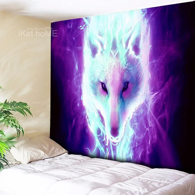 Wolf Tapestry Dreamcatcher Warrior Wall Hanging Indian Mandala Hippie Beach Mat Home Decor Animal Sheets Tribal | Дом и сад