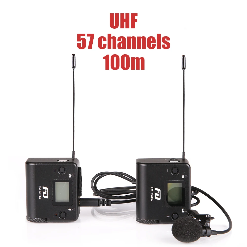Беспроводной микрофон Uhf 57 каналов Профессиональный мини петличный для камеры интервью видео микрофон конденсатор