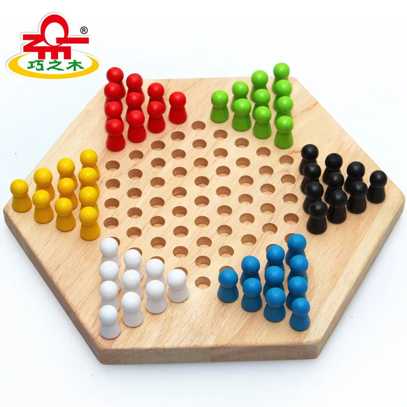 Твердые деревянные шестиугольные прыжки шахматы для взрослых и детей, повседневная развивающая игрушка для детского сада, многоместная Интерактивная настольная игра в шахматы