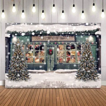 

Winter Snow Merry Christmas Photography Backdrop Snowflake Windows Background for Photo Stuido Christmas tree Photo Booth
