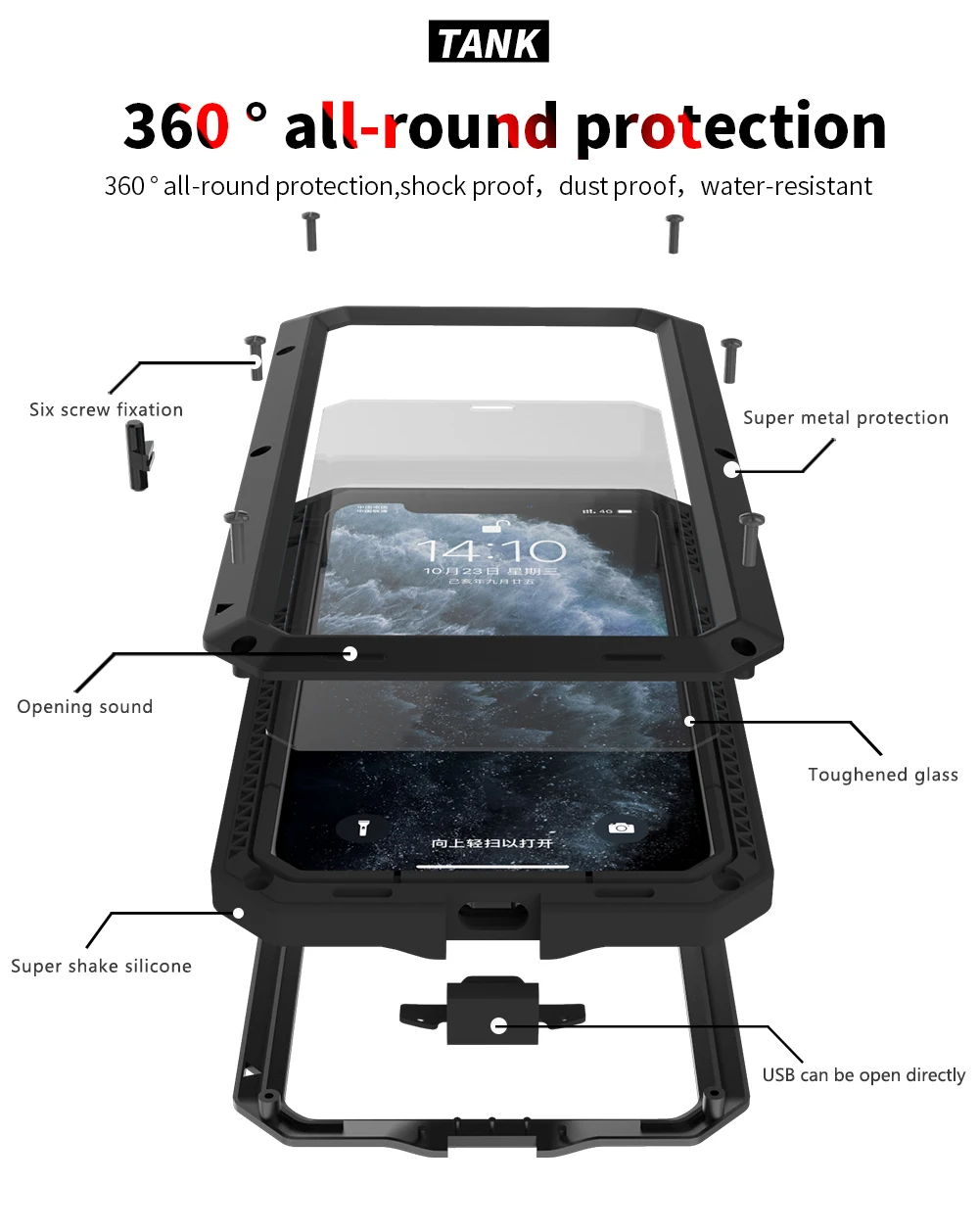 R-JUST металлический алюминиевый чехол для Iphone 11 Pro Max мощный защитный противоударный силиконовый чехол для Iphone11 Pro Max задняя крышка