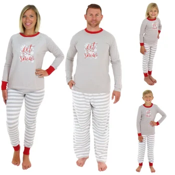 

Tracksuit For Women Europe America Christmas Set Letter Stripe Print Family Sets Round Neck Long Sleeve Casual Two Piece Set