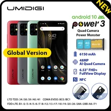 UMIDIGI power 3 смартфон Android 10 4 Гб 64 Гб 6,35 дюймов Восьмиядерный 48мп четырехъядерный камера 6150 мАч разблокированный NFC 4G мобильный телефон