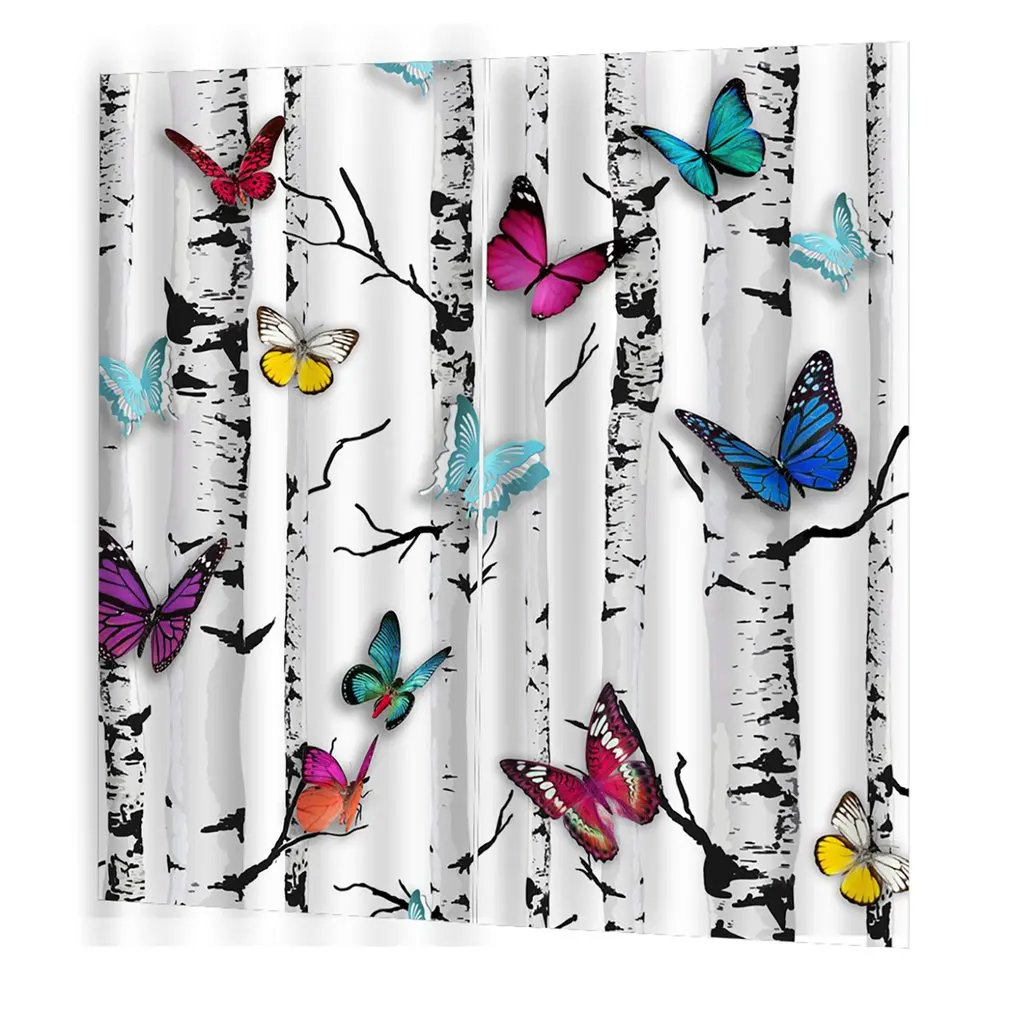 

Colorful Tree Butterfly Curtain Cute Living Bedroom 3d Wolf Curtain 140*100cm Trendy Living Room Bedroom Blackout