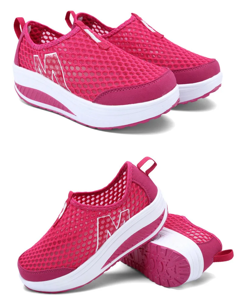 Sapatos para Mulher Malha de ar Tênis Casuais Femininos Confortáveis Esporte Moda Altura Crescente 2021 Respirável Cunhas Balanço 24 High Quality Calçados