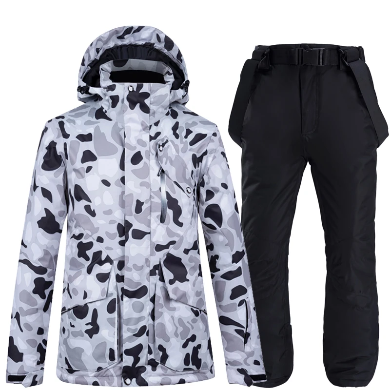 Fashion black colorful Women Snow Wear Snowboarding suit sets Waterproof Windproof Winter costume Ski Jacket and strap Snow pant - Цвет: picture jacket pant