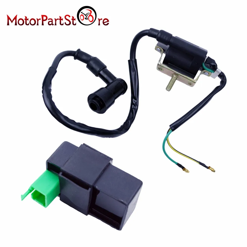 CDI ATV коробка и катушка зажигания с 2 проводными соединениями для 4 наклейки для велосипеда Gokart Мопед 50 70 90 110 125cc китайский скутер