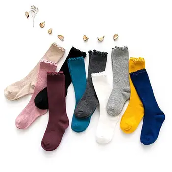 

Unisex Cute Solid Color Cotton Blend Crew Calf Length Tube Socks For Girls Boys