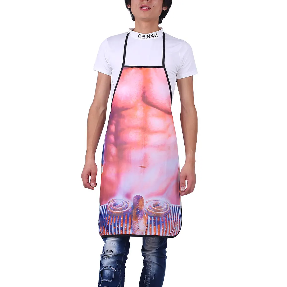 Barbecue Muscle Mens Aprons Polyester Home Colorful Cleaning Protection Men Kitchen Suppliy Funny Oilproof Waterproof Cooking - Цвет: Barbecue Muscle Mens