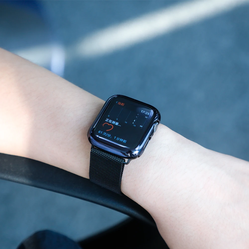 black Защитный чехол на экран для apple watch 5, 40 мм, 44 мм, для apple watch 4, 3, 2, 1, чехол с защитой от падения, полный Чехол для apple watch series 4, 3, 2, 1 - Цвет: black