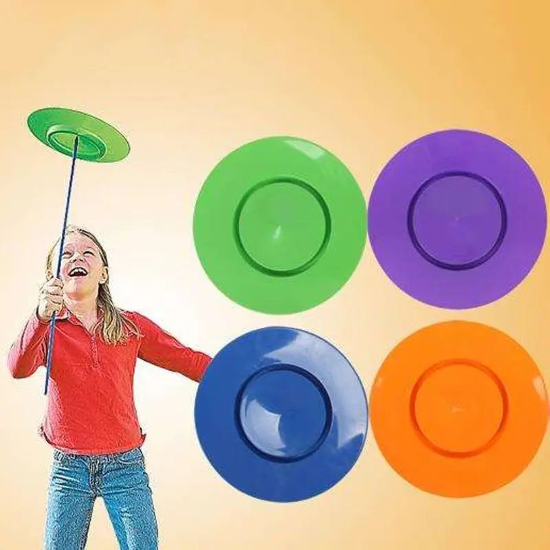 OOTDTY 6PCS Set Juggling Spinning Plates Sticks Turntable Acrobatic Performance Supplies for Kids Adult Balance Classic Toy