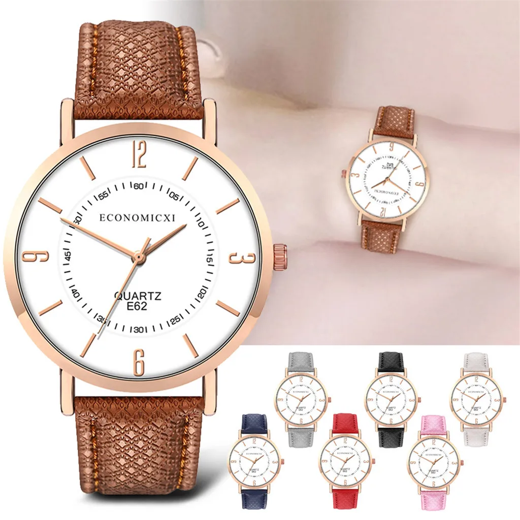 Reloj mujer модные часы для женщин женские часы с кожаным ремешком Кварцевые аналоговые круглые наручные часы женские часы