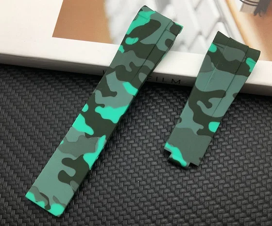 20mm green camo 20 мм резиновый силиконовый ремешок для часов комбинированный ремешок с пряжкой для часов для ролевых ремней для Daytona Submariner DEEPSEA GMT OYSTERFLEX belt - Цвет ремешка: 20mm green camo