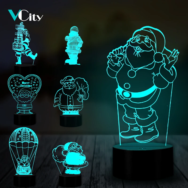VCity Рождественская серия 3D лампа Санта Клауса сенсорная дистанционная база