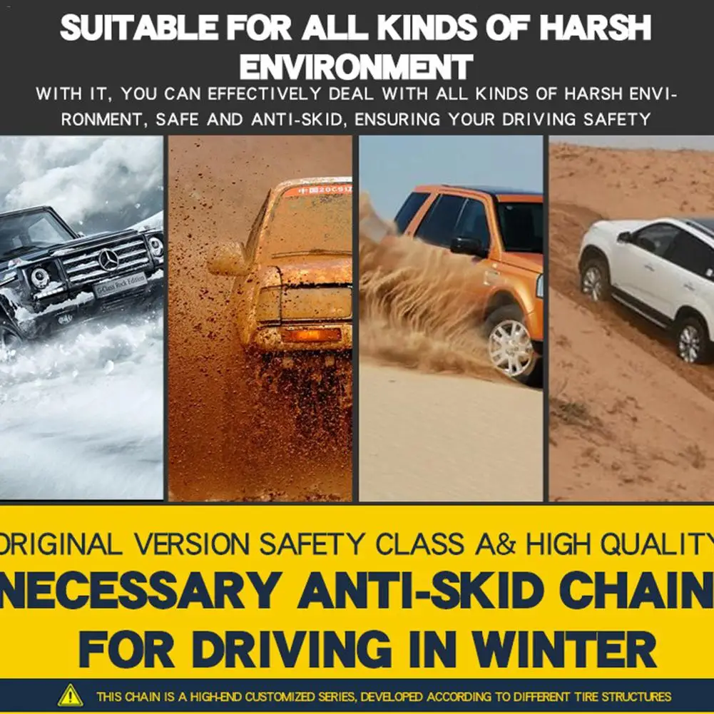 

2Pcs Car Snow Chain Rubber Jack-free Non-slip Wear-resistant Tire Chain For SUVs Ice Snow Sand Muddy Road Driving