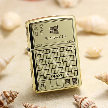 

Genuine Zippo oil lighter copper windproof Golden laptop computer cigarette Kerosene lighters Gift With anti-counterfeiting code