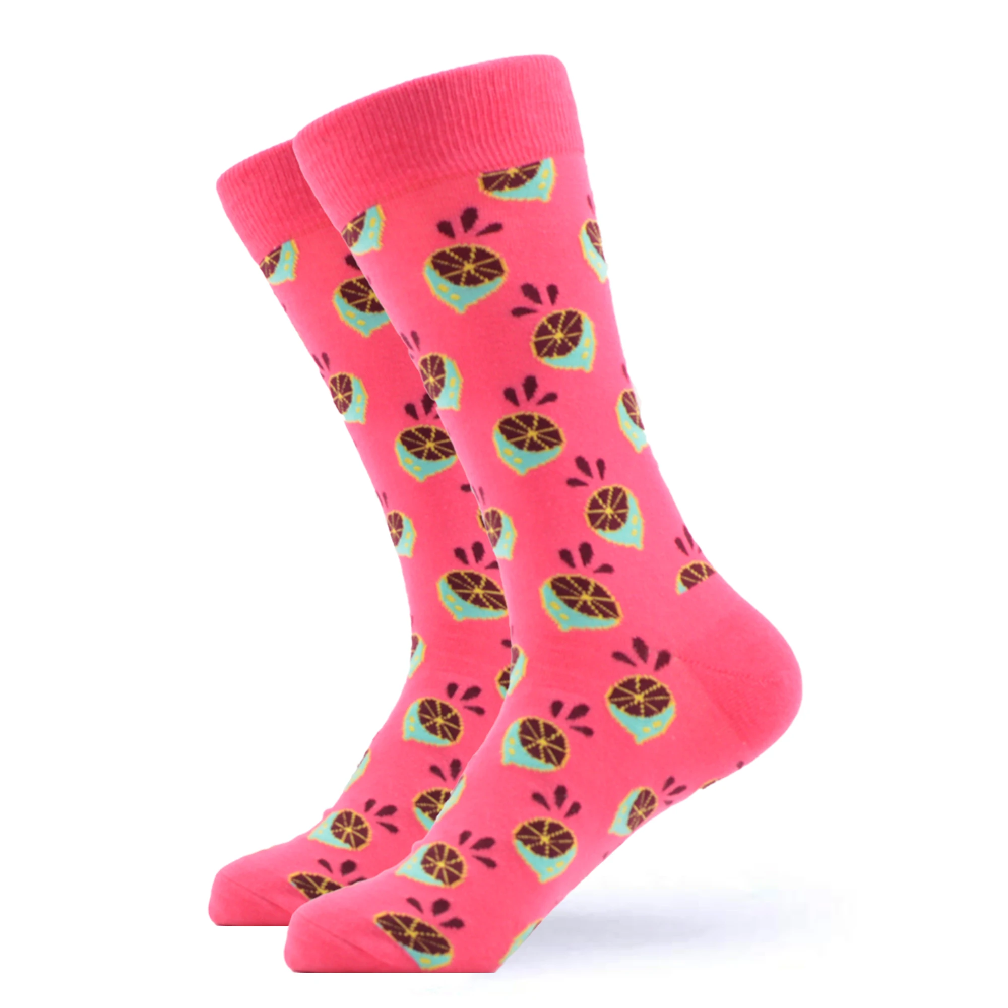 SANZETTI 1 Pair Happy Socks High Quality Gift Men's Colorful Comfortable Combed Cotton Funny Food Fruit Gift Wedding Dress Socks