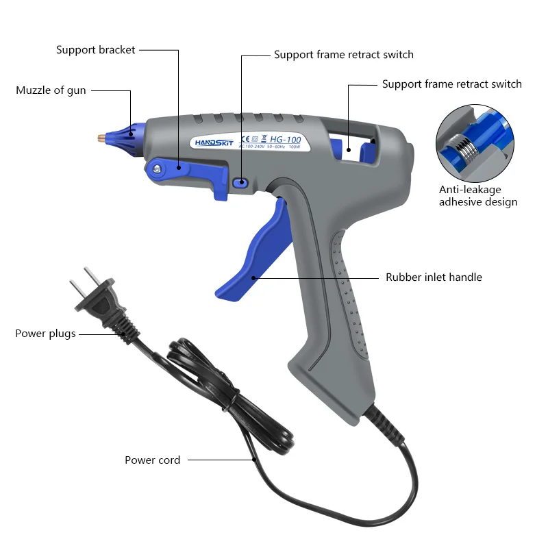 Hot Glue Gun, Full Size Dual Power Glue Gun 60/100W Base Stand Kit with 10  Pcs Premium Glue Sticks and 3 Finger Protectors - AliExpress