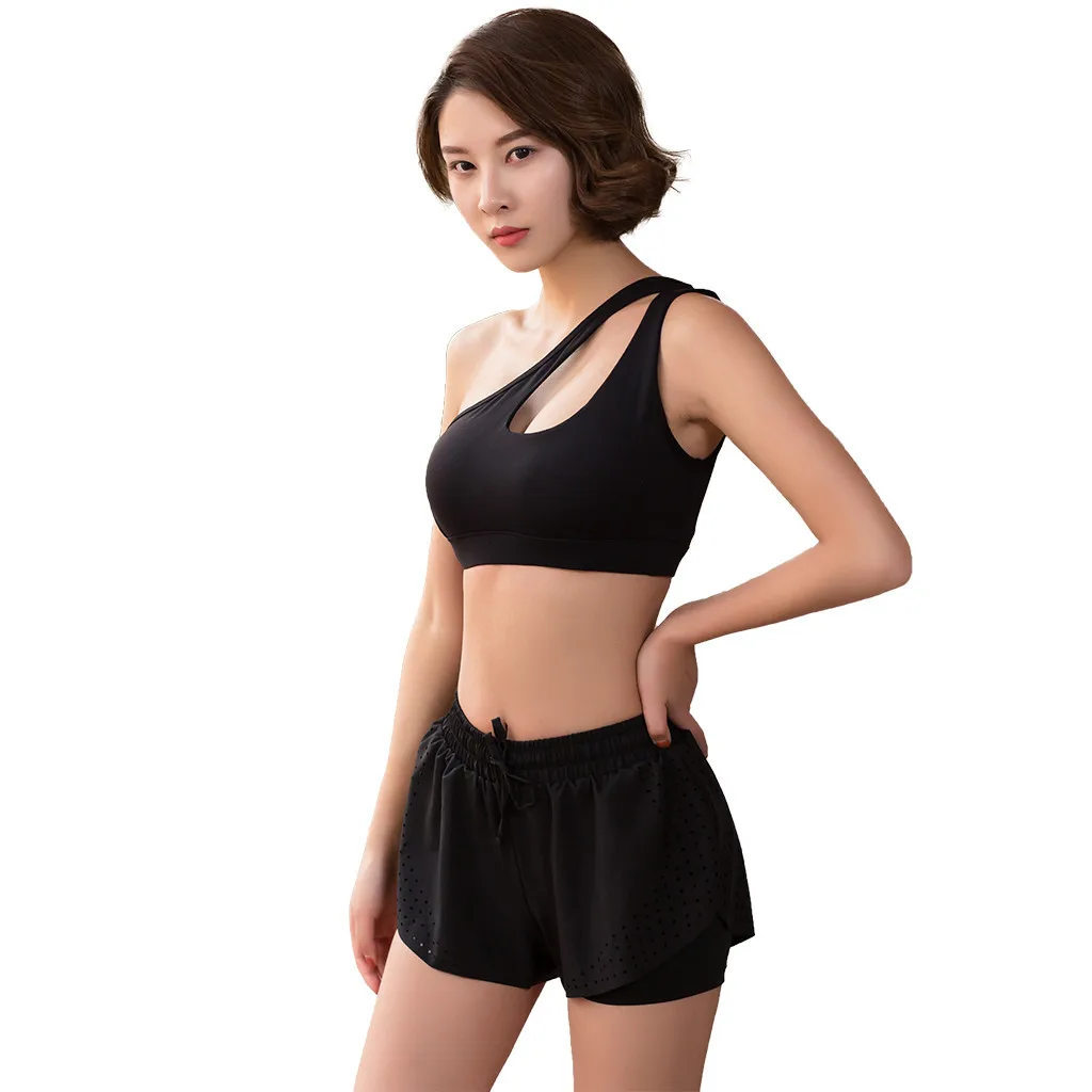 Casual Cotton Running Body building Yoga Shorts Women Anti-lighting Hot Workout Fitness Short Female Exercise Trousers Lady#LR3