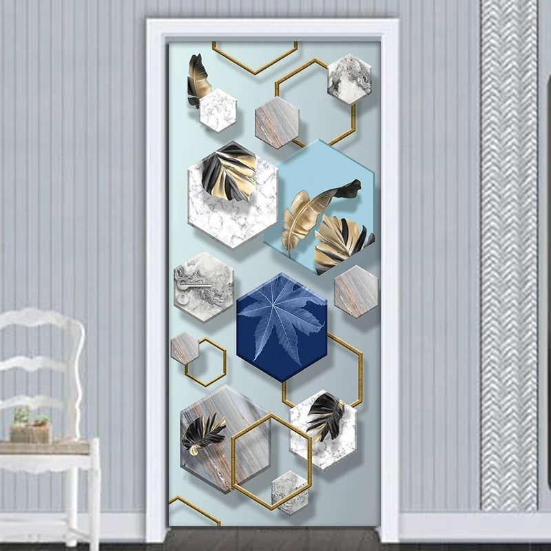 3D стереоскопические геометрические дверные наклейки обои из ПВХ
