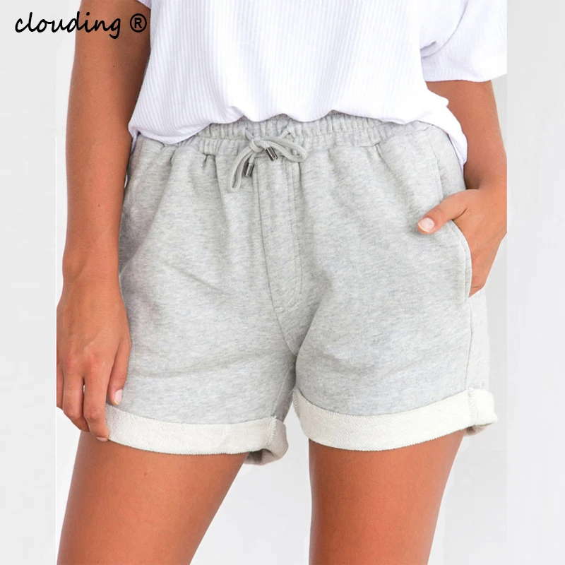 

Womems Summer Loose Shorts High Waist Plus Size Sports Athletic Cotton Shorts Female Home Elastic Waist Shorts with Pockets