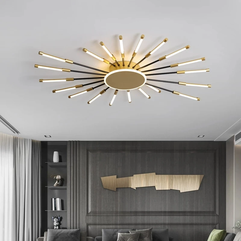 Modern Decorative Ceiling Lamp New Fireworks Led Chandelier Living Room Bedroom Home Decor Fashion Crystal Suspension Luminaire round chandelier