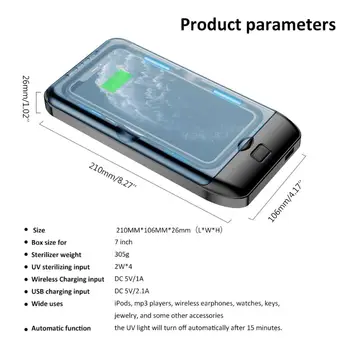 

Portable UV Phone Sterilizer Cleaner Case with Wireless Charger & USB Charger