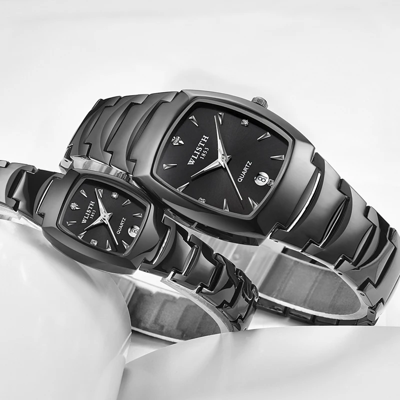 

Couple Watches for Lovers Quartz Wristwatches Fashion Luxury Casual Decoration Bracelet Tungsten Steel Color Square Watch
