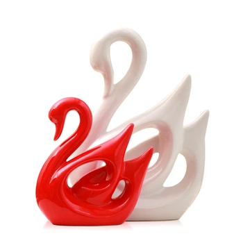 

Ceramic Animal Swan Sculpture Porcelain Jewelry Crafts Art Statue Home Desk Decoration Gifts