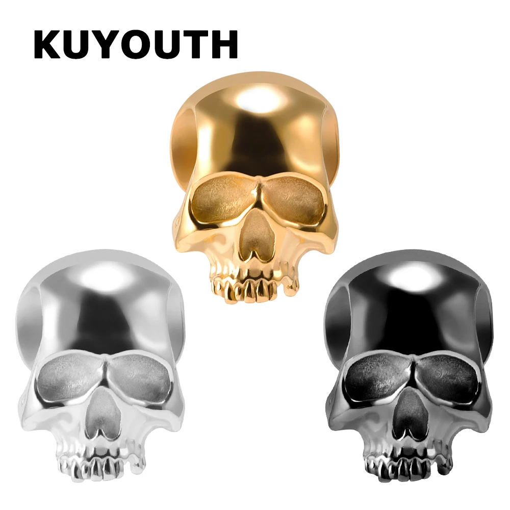 Лидер продаж KUYOUTH нержавеющая сталь Череп голова ухо вес модное ювелирное